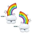AIRLOONZ Half Rainbow Stars and Clouds 52 Inch Foil Mylar Balloon [42462]
