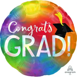 Congrats Grad Iridescent 18 Inch Foil Mylar Balloon