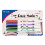 BAZIC BAZIC Assorted Color Fine Tip Dry-Erase Marker (4/Pack) [1201]