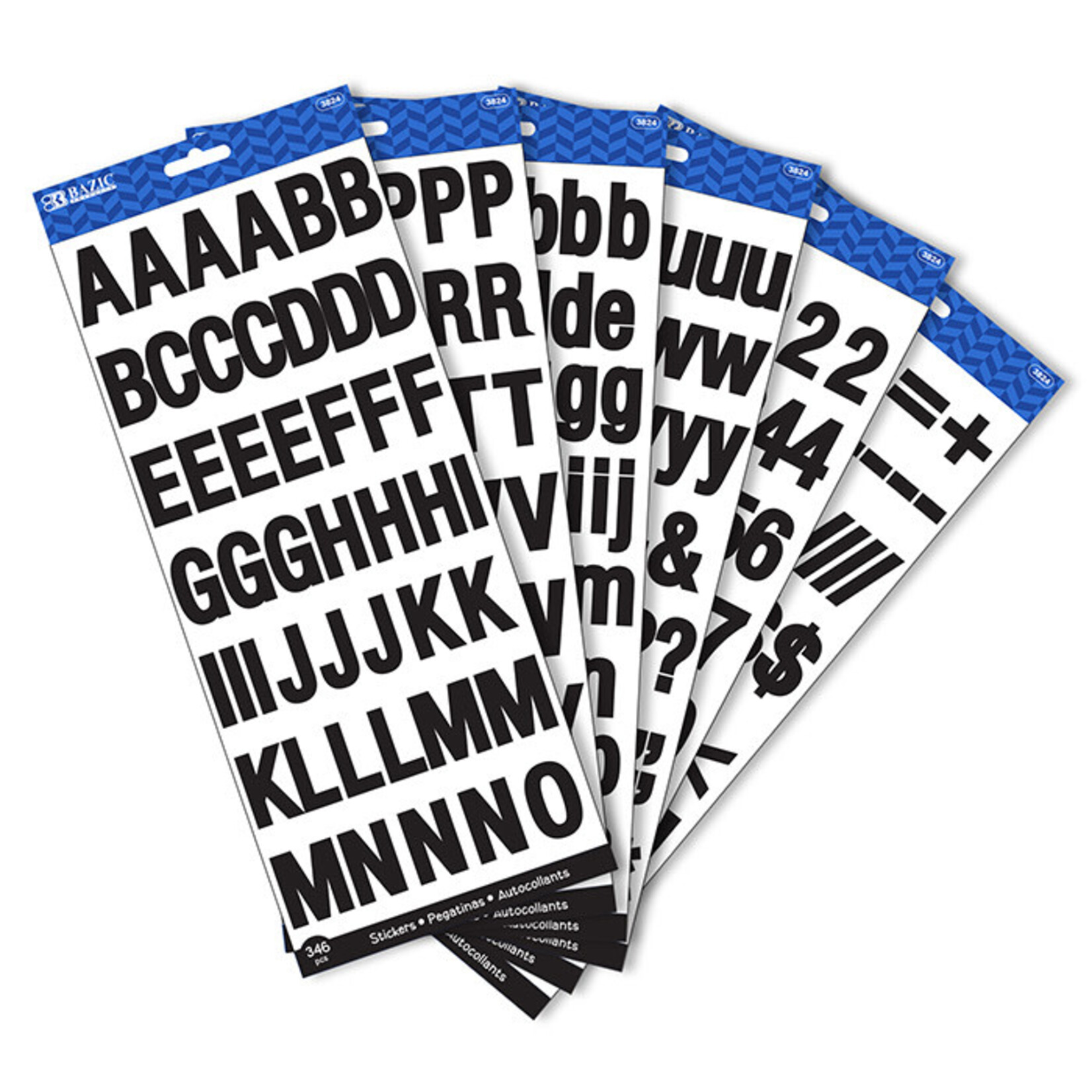 BAZIC BAZIC 1 Black Color Alphabet & Numbers Stickers (346/Pack) [3824]
