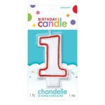 AMSCAN Red and White Birthday Candle Number 1 [174001]
