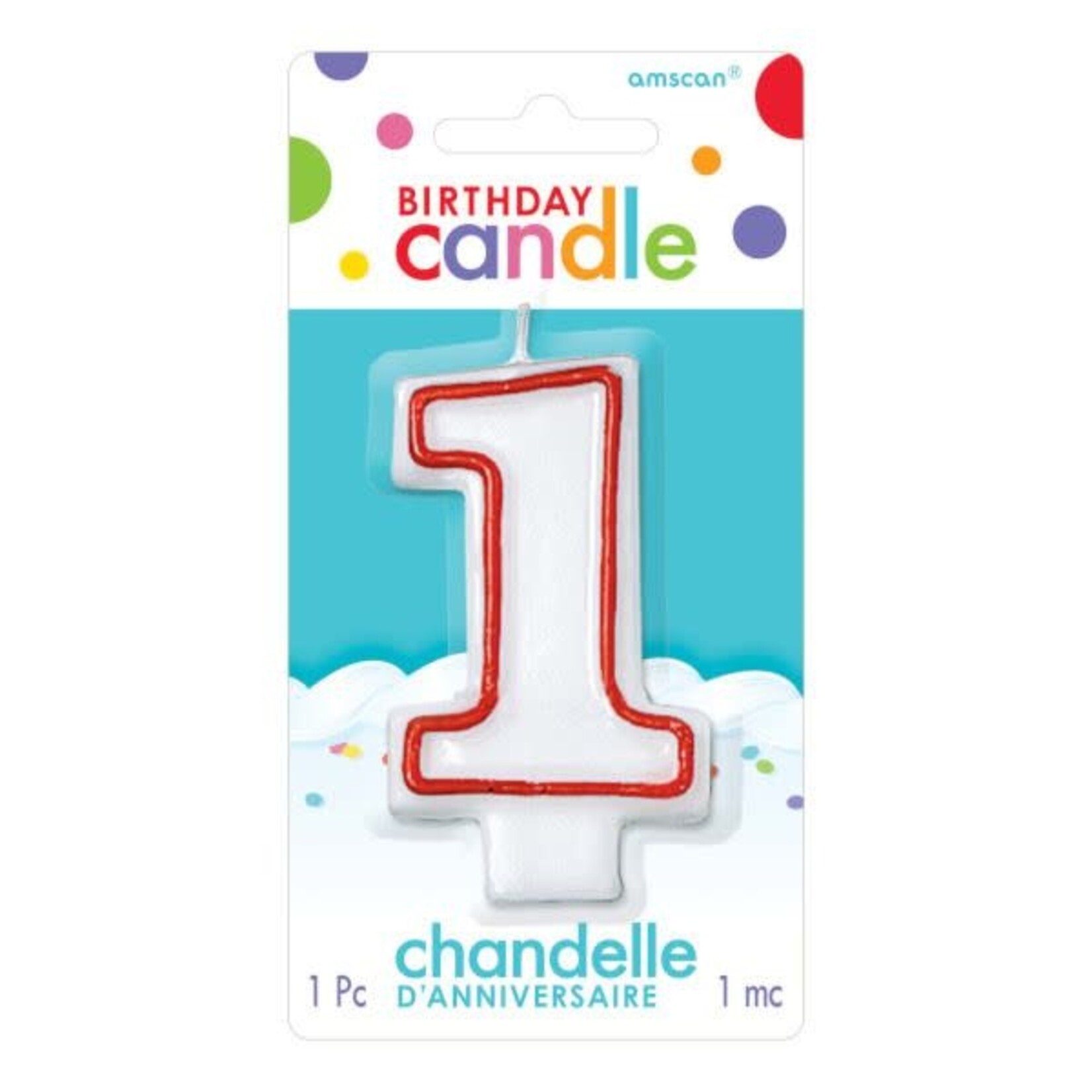 AMSCAN Red and White Birthday Candle Number 1 [174001]