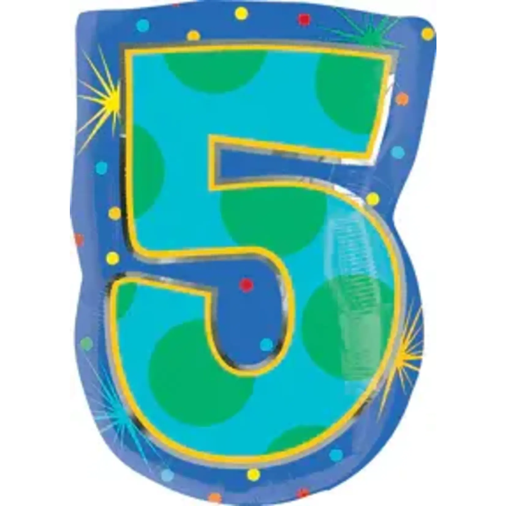 Number 5 Confetti Dots Junior Shape 20 Inch Foil Mylar Balloon [35764]