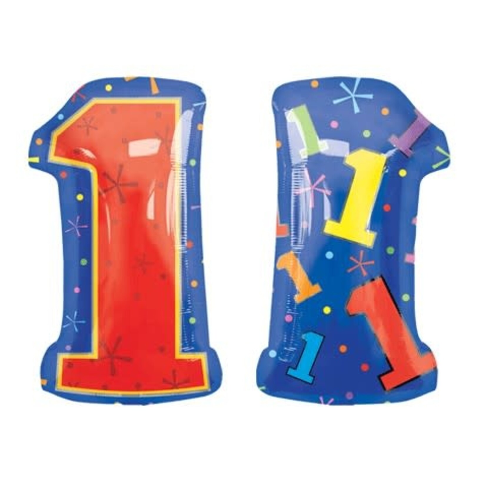 Number 1 Confetti Dots 2-sided Junior Shape 20 Inch Foil Mylar Balloon [12666]