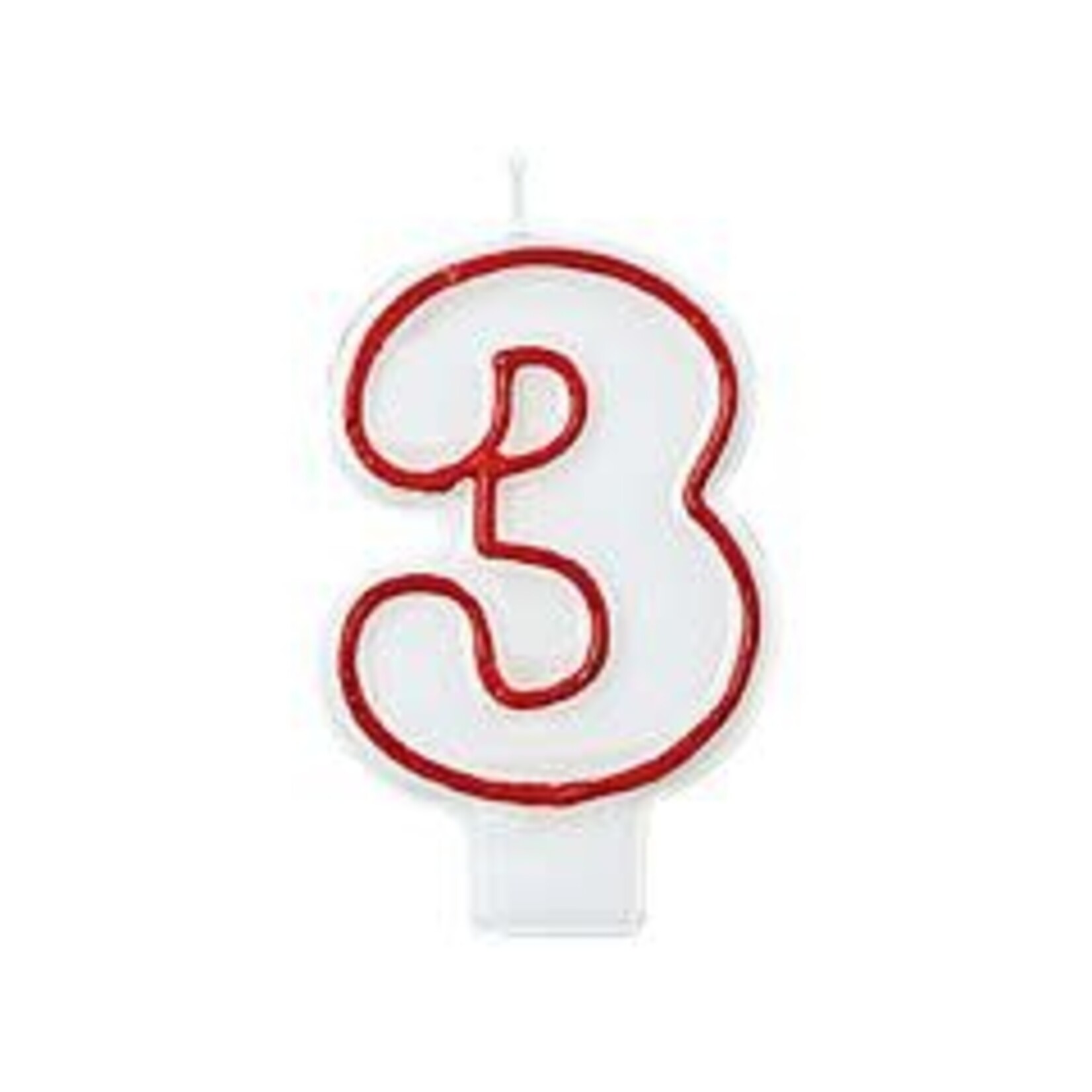 AMSCAN Red and White Birthday Candle Number 3 [174003]