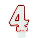AMSCAN Red and White Birthday Candle Number 4 [174004]