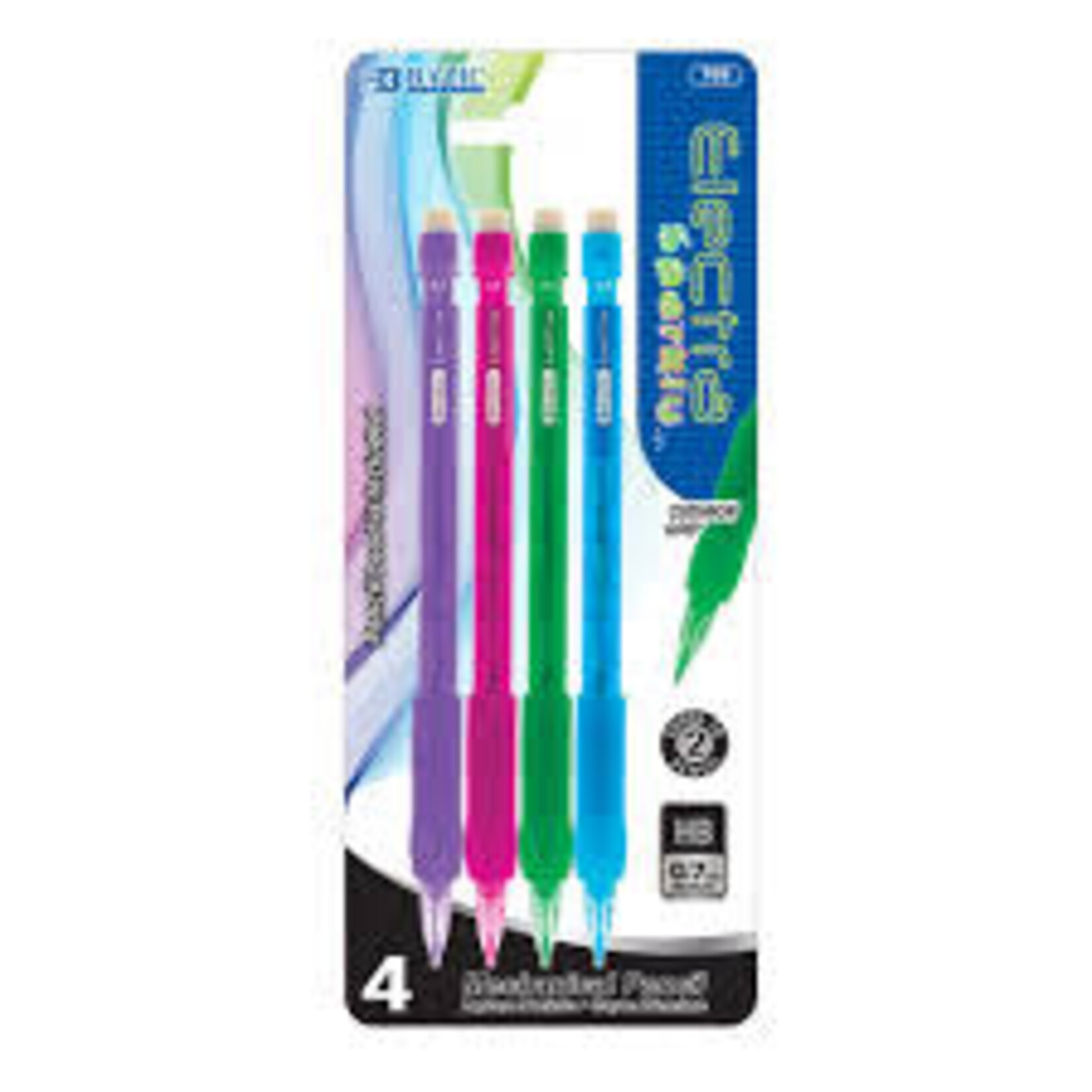 BAZIC BAZIC Sparkly 0.7 mm Mechanical Pencil w/Glitter Grip 4 Pack [702]