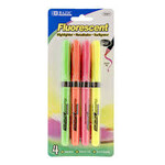 BAZIC BAZIC Pen Style Fluorescent Highlighters w/Cushion Grip (4/Pack) [2321]