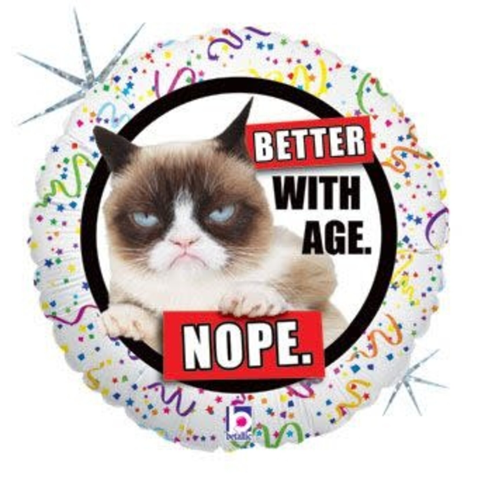 Betallic Grumpy Cat Better with Age Holographic 18 Inch Foil Mylar Balloon [36262]