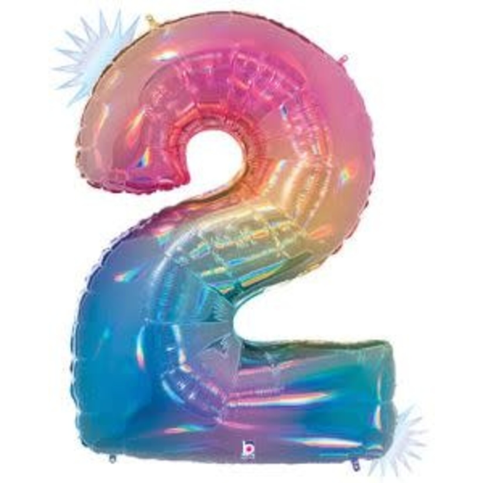 Betallic Megaloon Number 2 Opal Rainbow 34 Inch  Foil Mylar Balloon [15842RW]