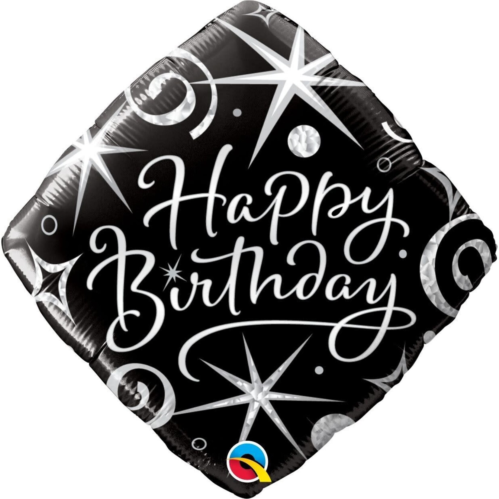 Qualatex Elegant Sparkles & Swirls Birthday Diamond Shape 18 Inch Mylar Balloon [29986]