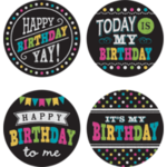Teacher Created Resources Chalkboard Brights Happy Birthday Wear 'Em Badges [TCR5601]