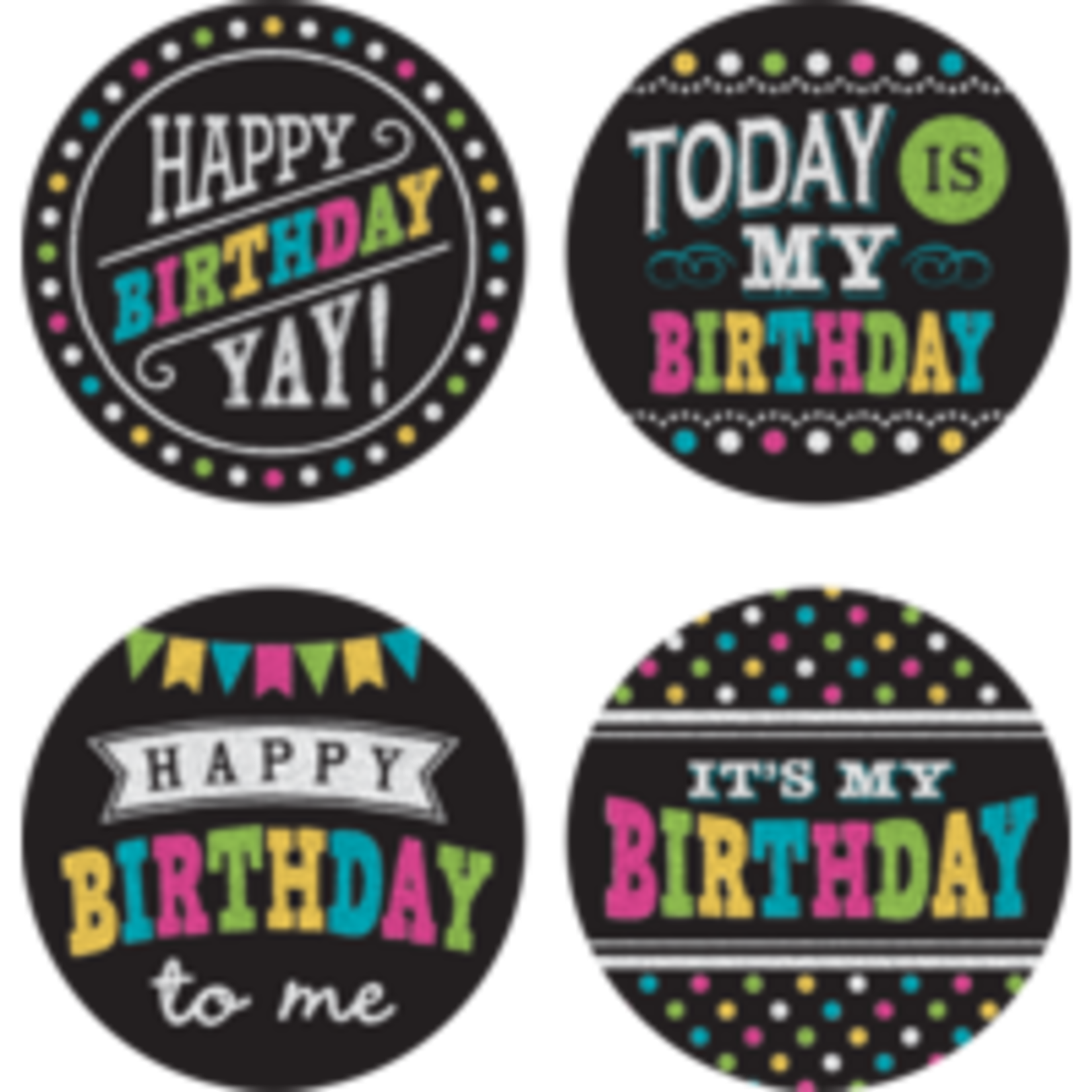 Teacher Created Resources Chalkboard Brights Happy Birthday Wear 'Em Badges [TCR5601]