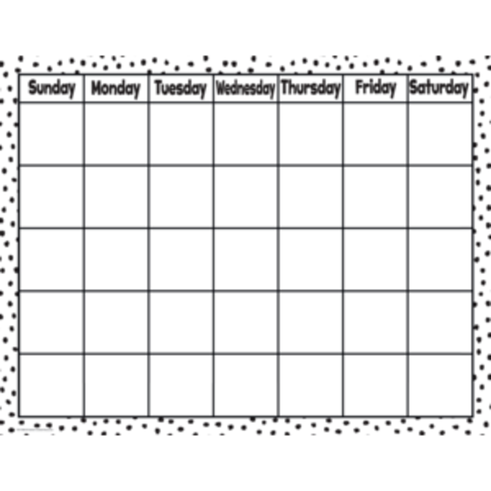 Teacher Created Resources Black Painted Dots on White Calendar Chart 17x22 [TCR7080]
