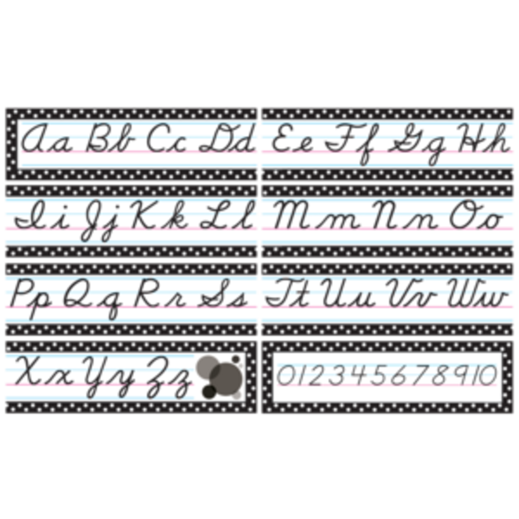 Teacher Created Resources Black Polka Dots Cursive Mini Bulletin Board [TCR4099]