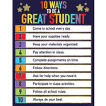 Carson-Dellosa Publishing Group Glitter 10 Ways to be a Great Student Chart 17x22 [CD114249]