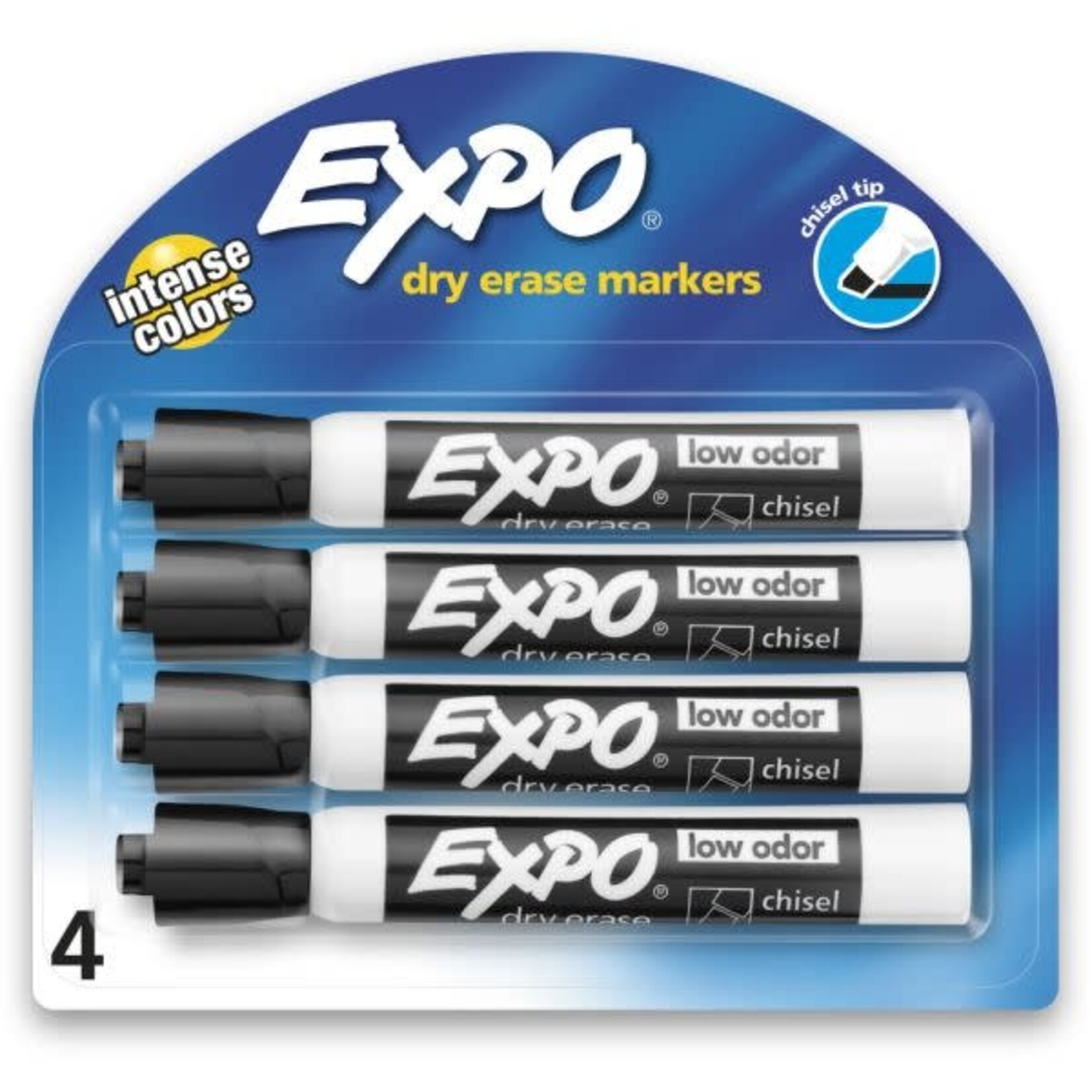 EXPO EXPO Low-Odor Dry-Erase Markers, Chisel Point, Black, Pack Of 4 [SAN80661]