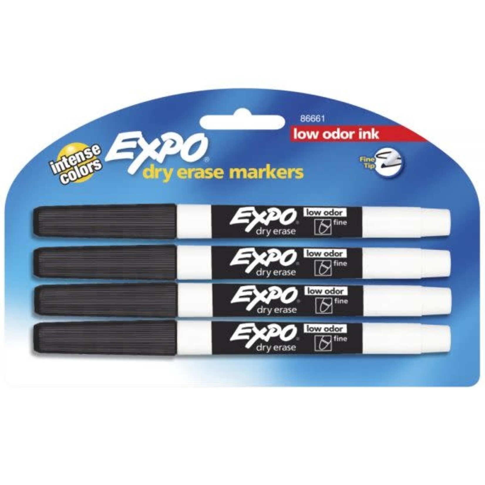 EXPO EXPO Low-Odor Dry-Erase Markers, Fine Point, Black, Pack Of 4 [SAN86661]