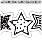 Teacher Created Resources Black and White Stars Die-Cut Border Trim [TCR6939]