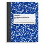 STAPLES Staples Wide Rule Composition Book, 9-3/4" x 7-1/2", Blue [ST55073]