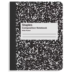 STAPLES Staples Composition Notebook, 7.5" x 9.75", Wide Ruled, 100 Sheets, Black (ST55076) [ST55076]