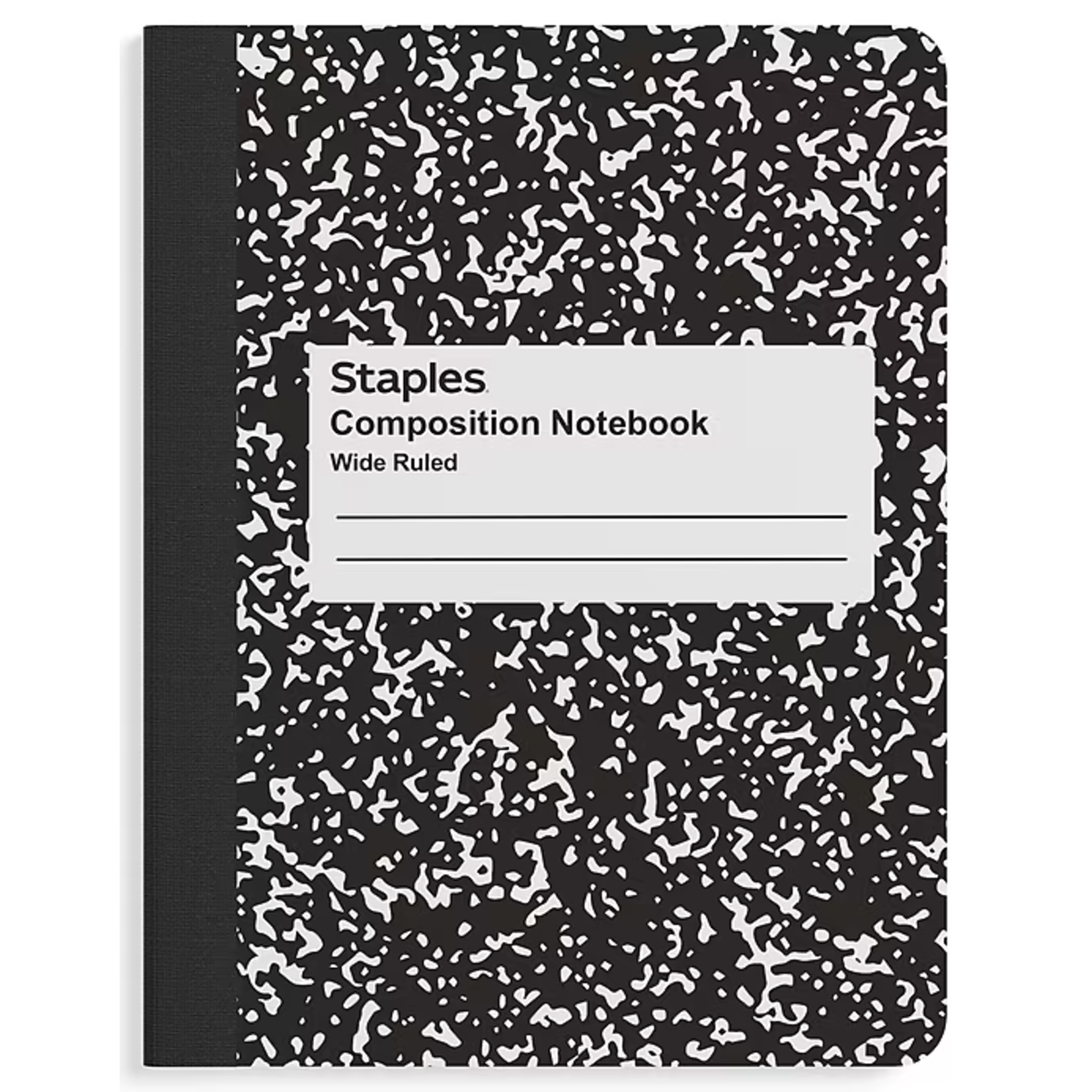 STAPLES Staples Composition Notebook, 7.5" x 9.75", Wide Ruled, 100 Sheets, Black (ST55076) [ST55076]