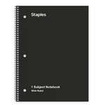 STAPLES Staples 1-Subject Notebook, 8" x 10.5", Wide Ruled, 70 Sheets, Black (TR24001) [TR24001]