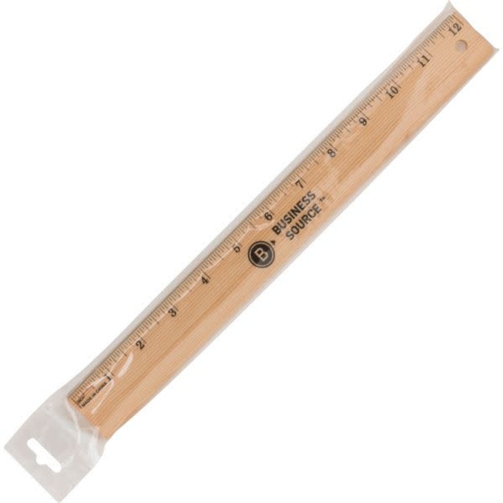 Business Source Wood 12 Inch Ruler with Brass Blade, 1/16 Graduations [BSN32360]