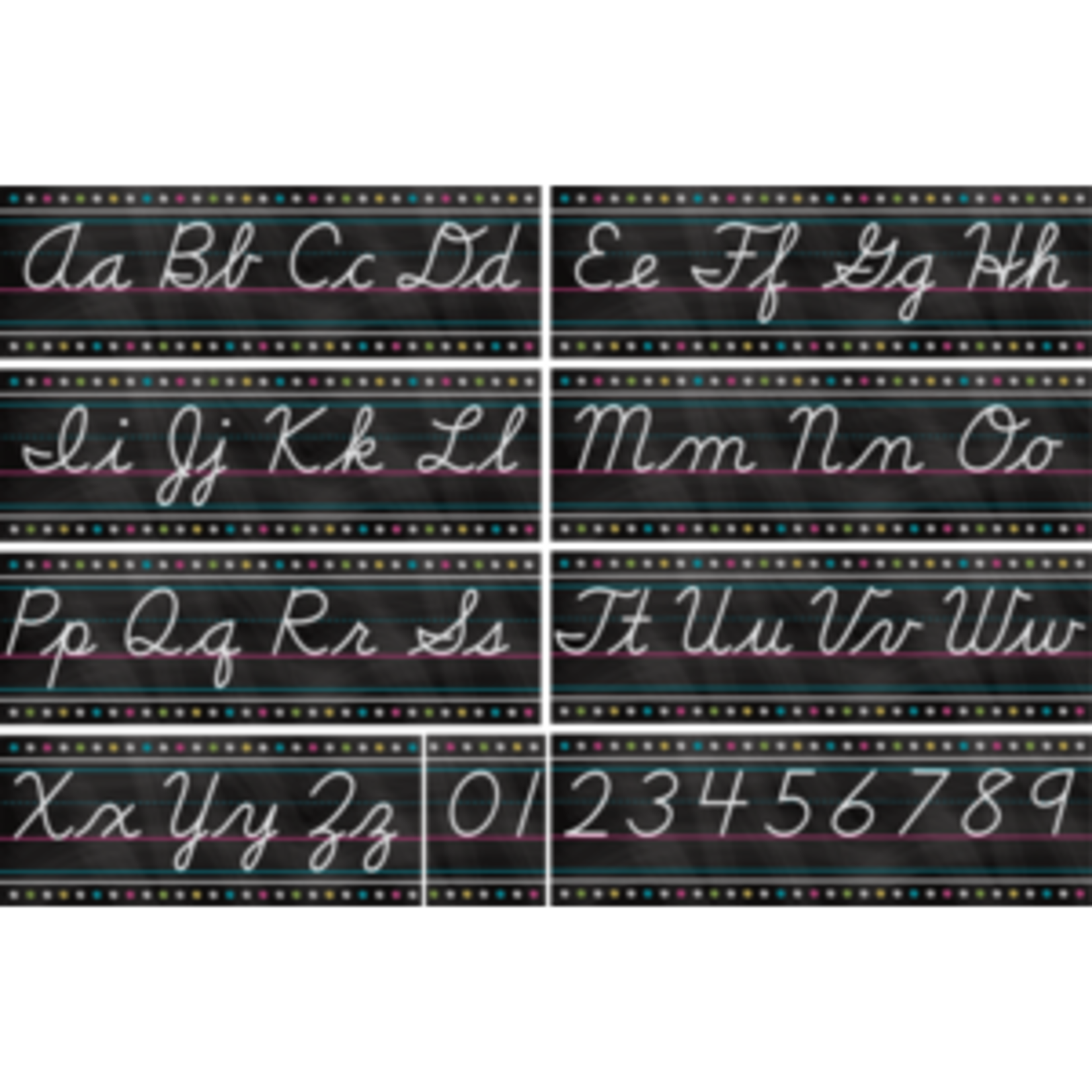 Teacher Created Resources Chalkboard Brights Cursive Writing Bulletin Board Display Set [TCR5858]