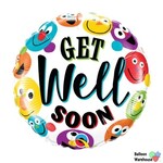 Qualatex Get Well Soon Smiley 18 Inch Foil Mylar Balloon [57305]