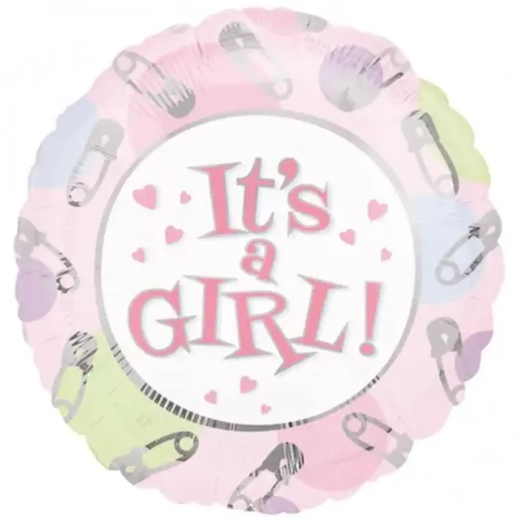 It's a Girl Dots and Pins 18 Inch Foil Mylar Balloon [09887]