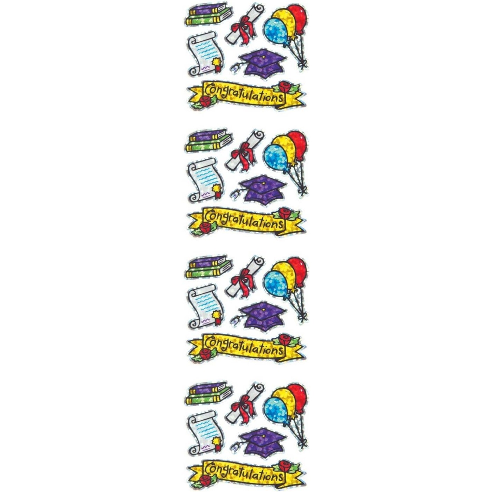 JILLSON ROBERTS Prismatic Stickers, Mini Graduation Assortment, 1 Sheet 24 Pieces [S7270]
