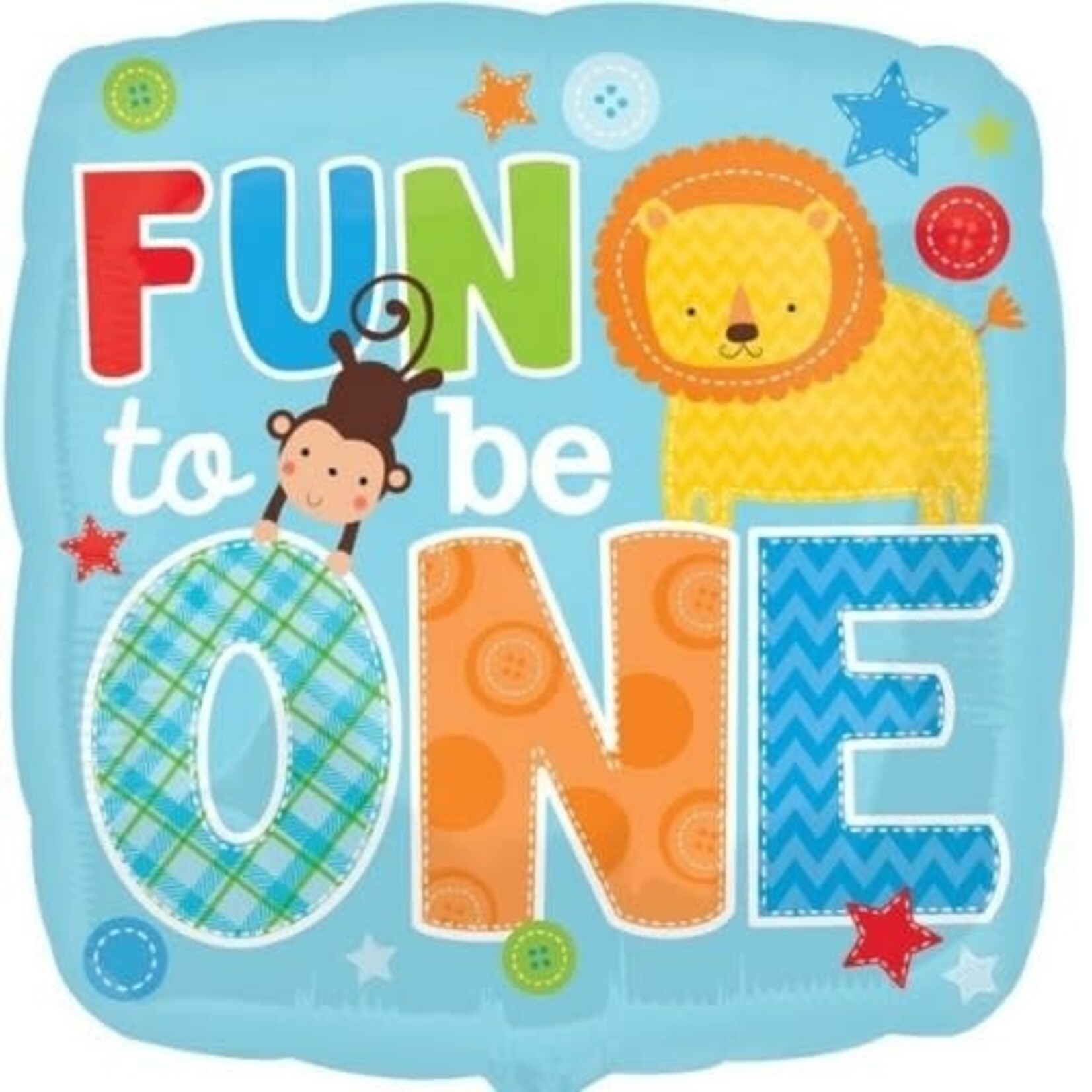 Fun to Be One Boy Square 18 Inch Foil Mylar Balloon [29979]