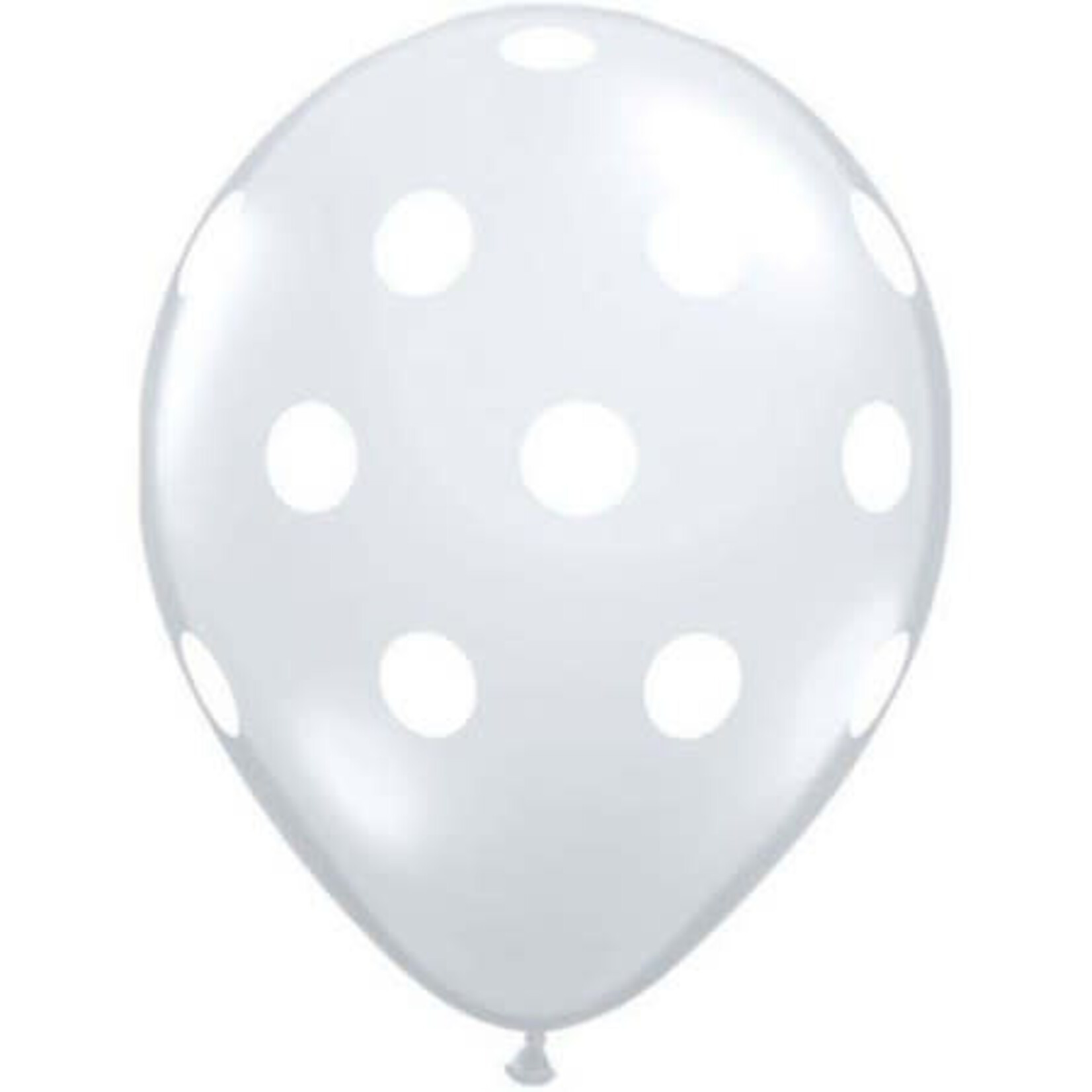 Qualatex Qualatex Big Polka Dot 16 Inch Latex Balloons Clear with White Dots Bag of 50 [27495]