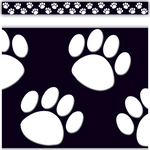 Teacher Created Resources Black with White Paw Prints Straight Border Trim [TCR4642]