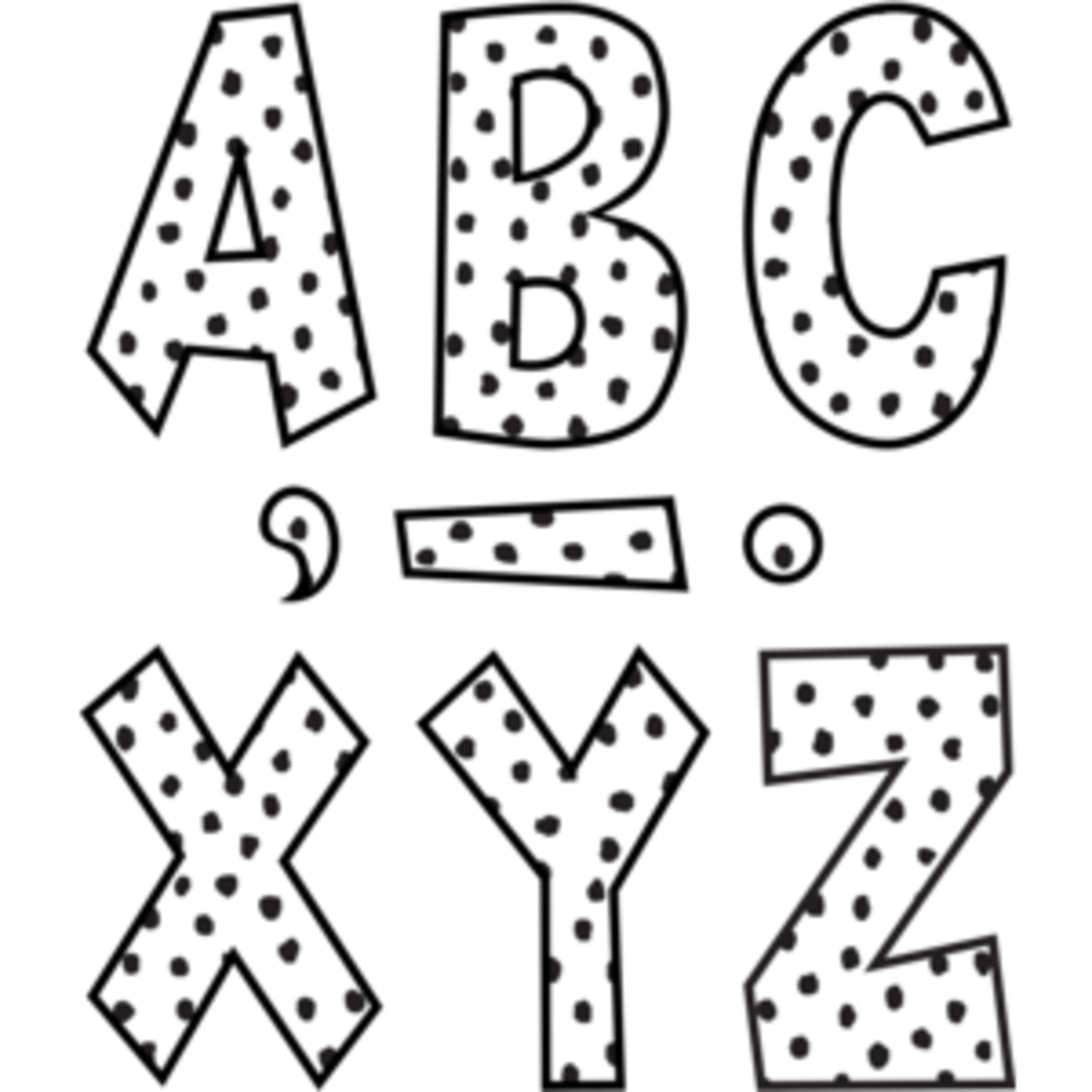 Teacher Created Resources Black Painted Dots on White 7" Fun Font Letters [TCR70102]