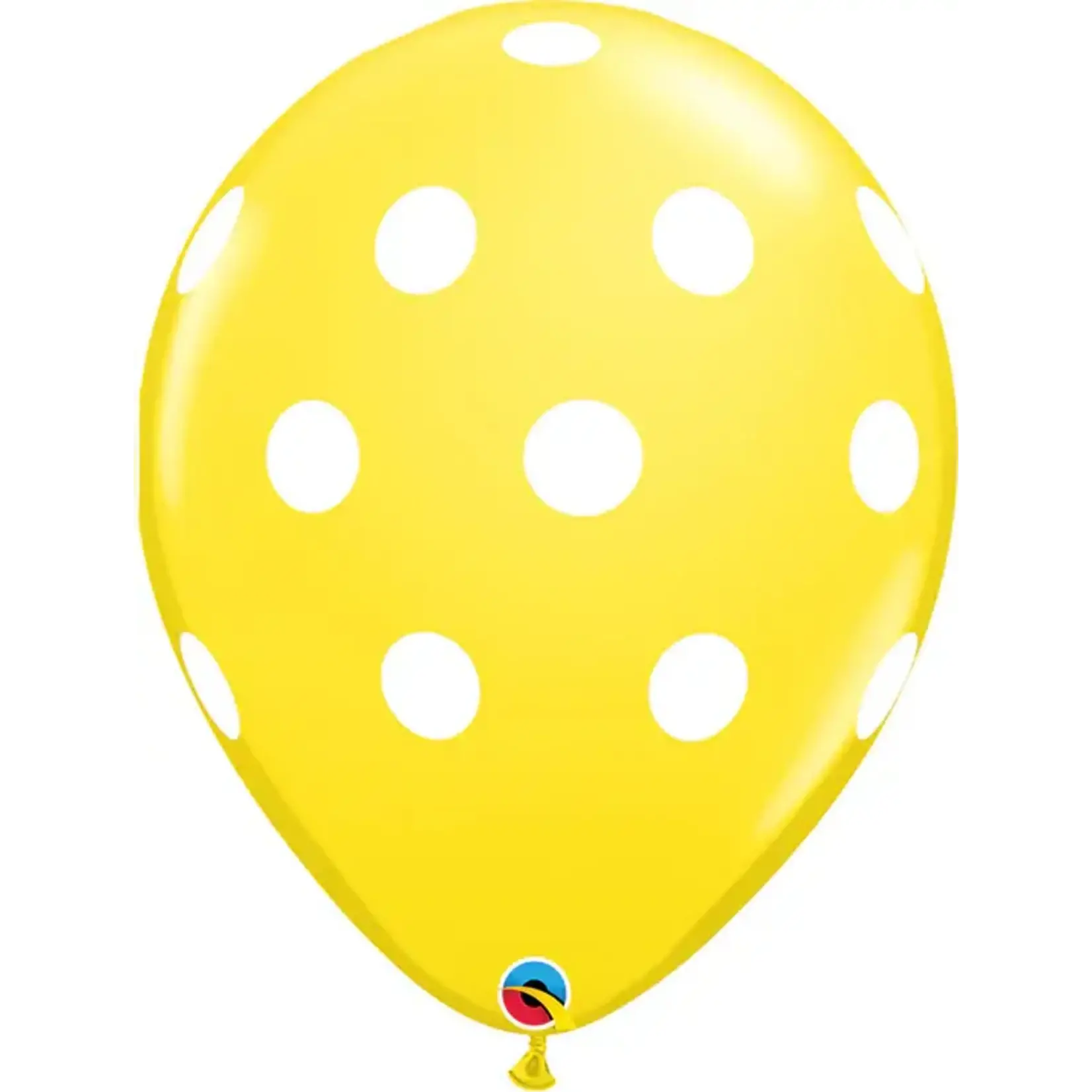 Qualatex Qualatex Yellow with White Big Polka Dots 11 inch Latex Balloons 50 Count [11124]