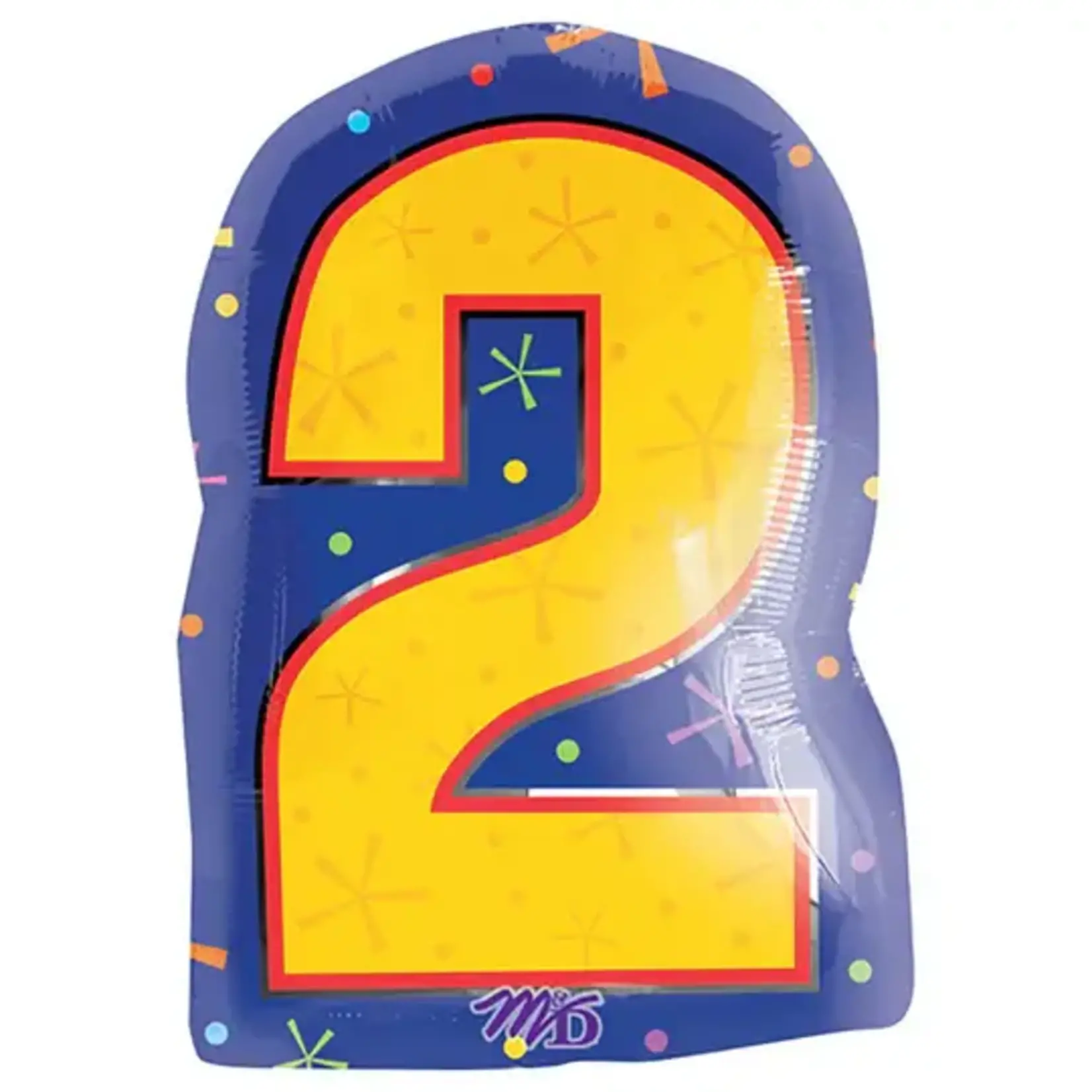 M&D Number 2 Multi-color Jr. Shape 20 Inch Foil Mylar Balloon [12667]