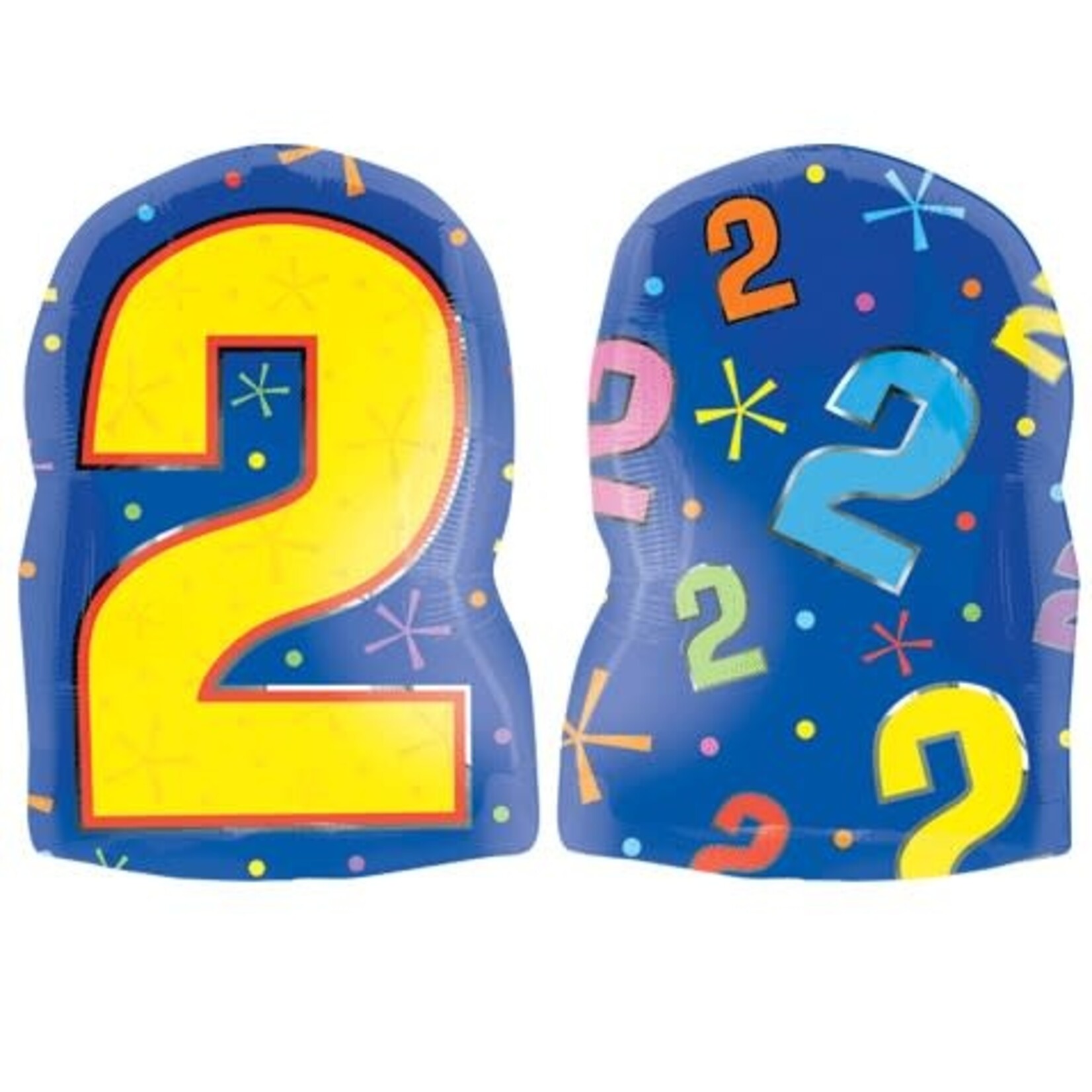 M&D Number 2 Multi-color Jr. Shape 20 Inch Foil Mylar Balloon [12667]