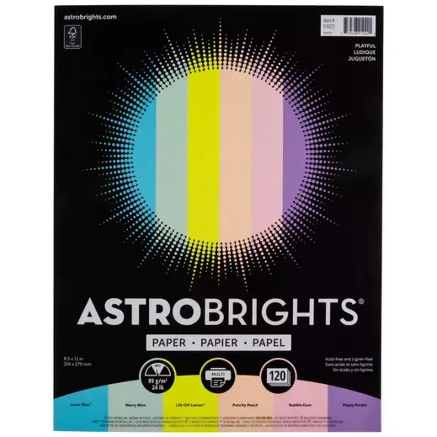 Astrobrights Astrobrights Color Paper, 8.5"x11", Playful 120 Pages