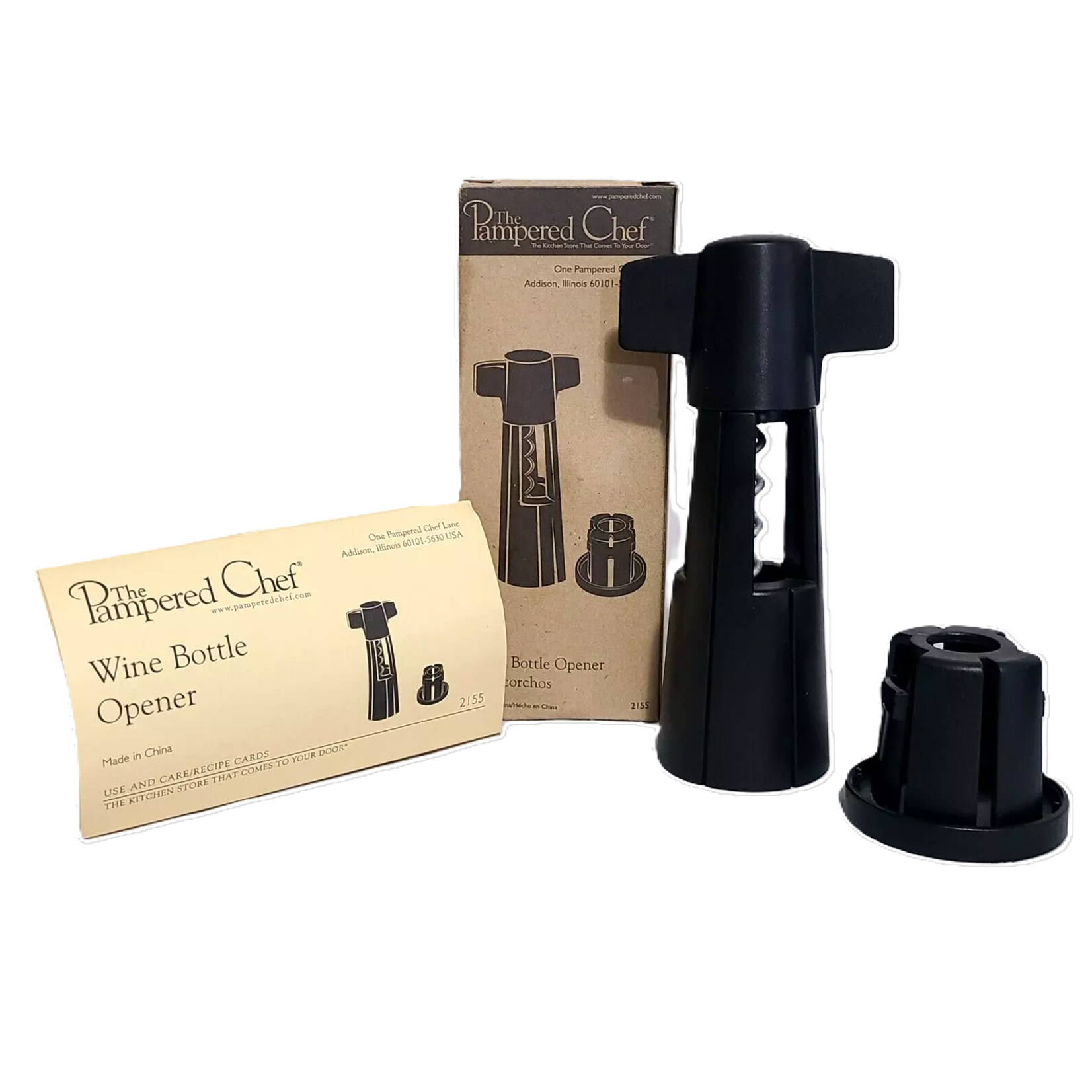 Pampered Chef PAMPERED CHEF Wine Bottle Opener Corkscrew #2155 Black New W/Foil Cutter