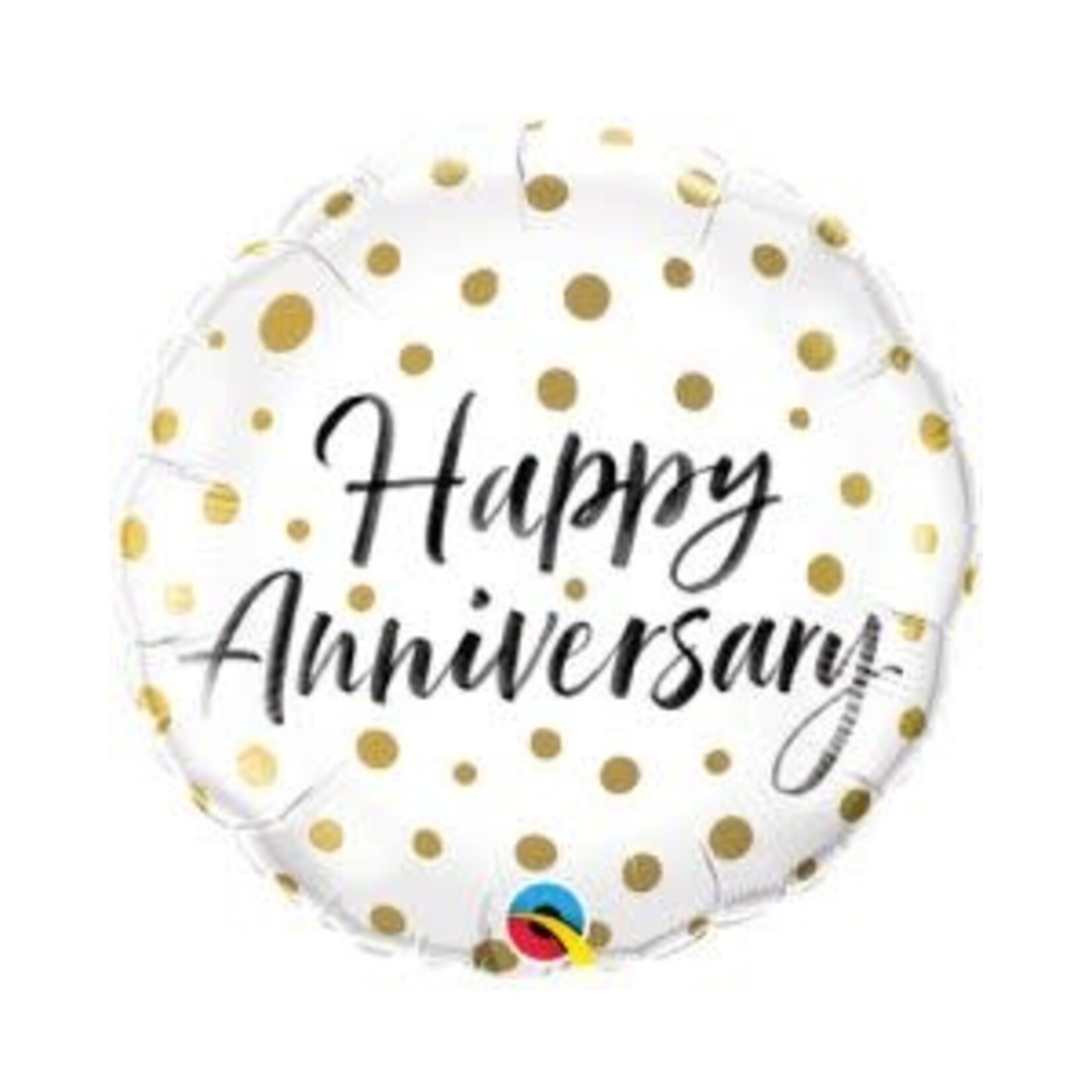 Qualatex Qualatex Happy Anniversary Gold Dots 18 Inch Foil Mylar Balloon [85845]