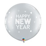 Qualatex Qualatex 30 Inch New Year Sparkle & Dots Silver Latex Balloons  2 Pack [90186]