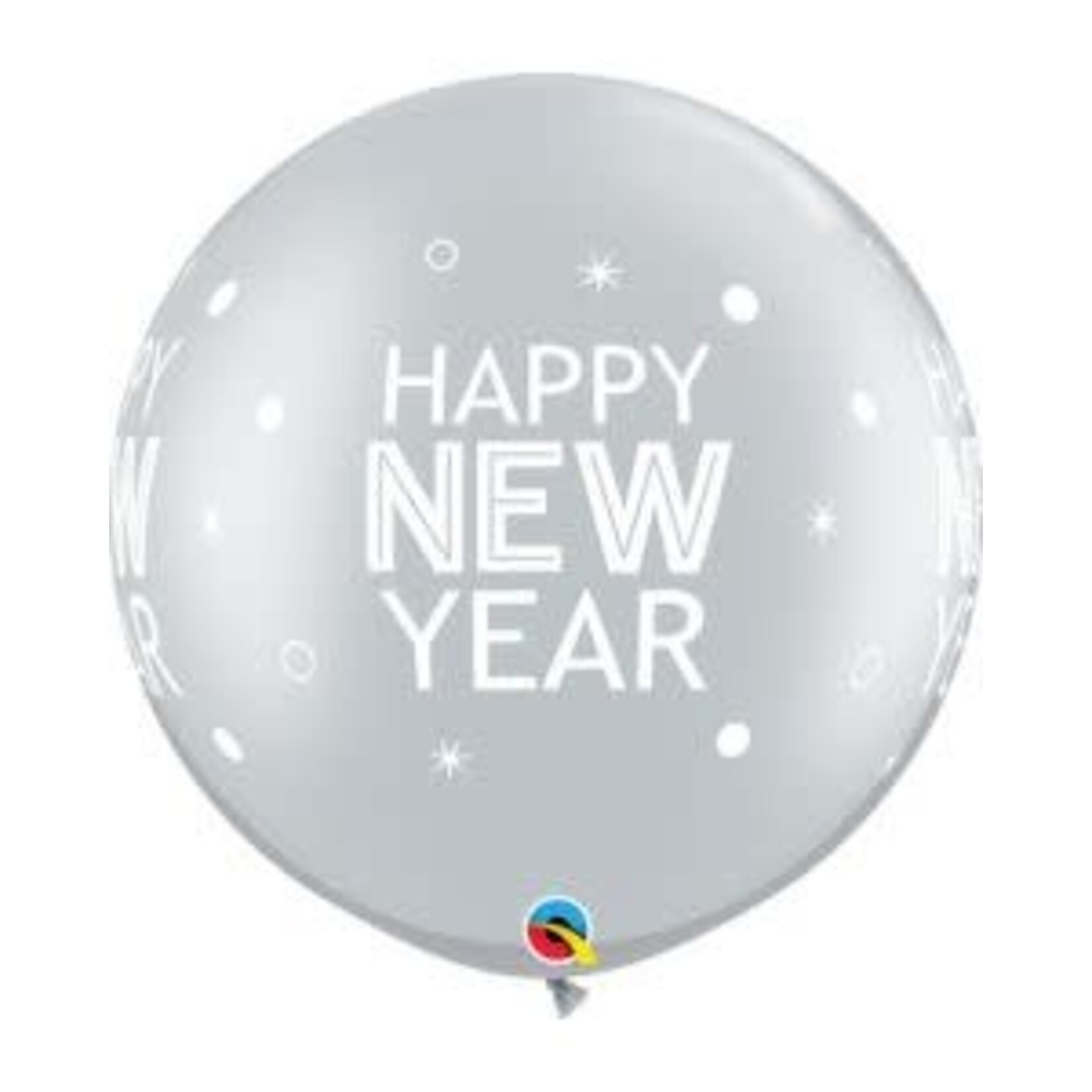 Qualatex Qualatex 30 Inch New Year Sparkle & Dots Silver Latex Balloons  2 Pack [90186]