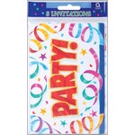 AMSCAN Party Streamers Invitations 8 Cards & 8 Envelopes [49264]