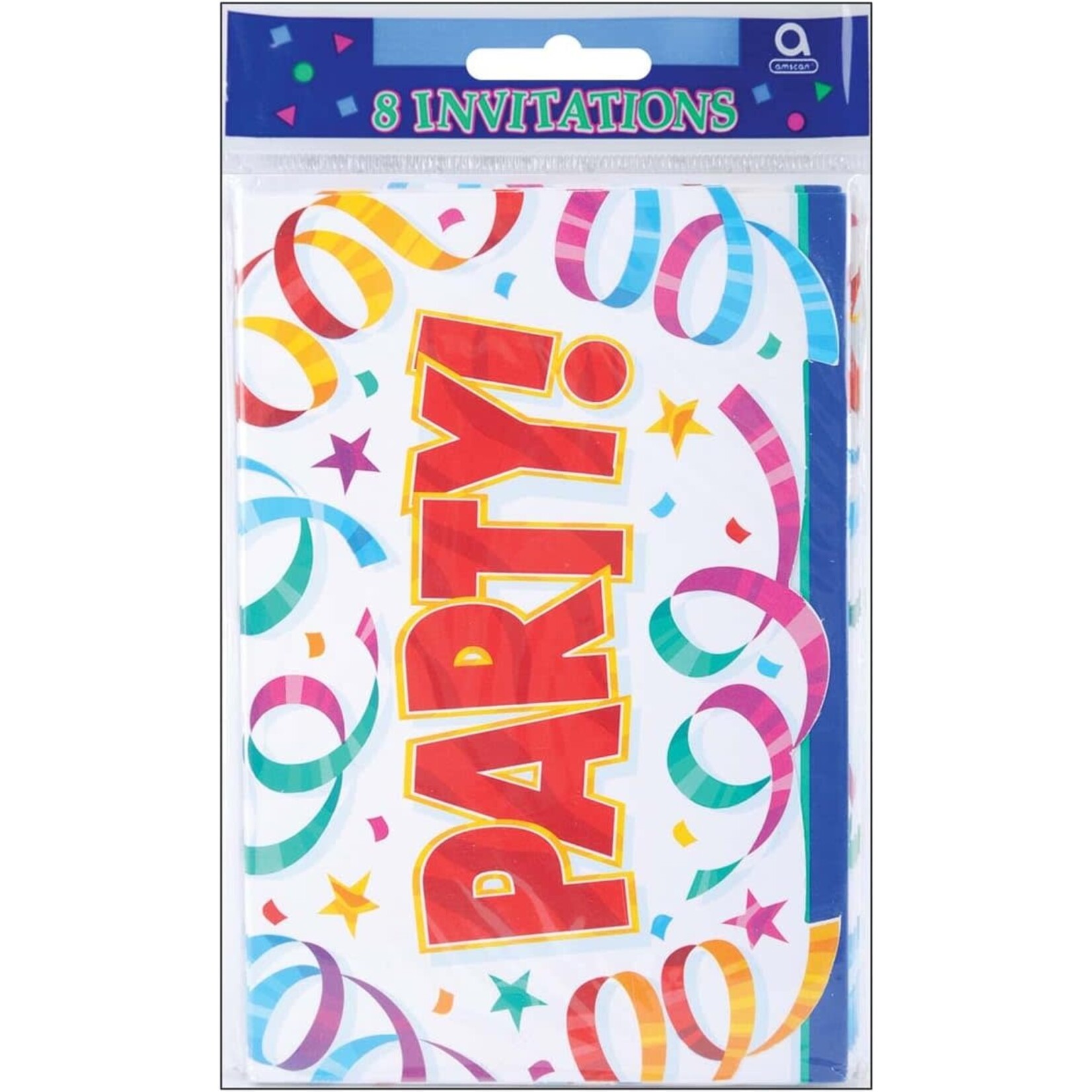 AMSCAN Party Streamers Invitations 8 Cards & 8 Envelopes [49264]