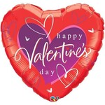 Qualatex Happy Valentine's Day Script Hearts 36 Inch Foil Mylar Balloon [32232]