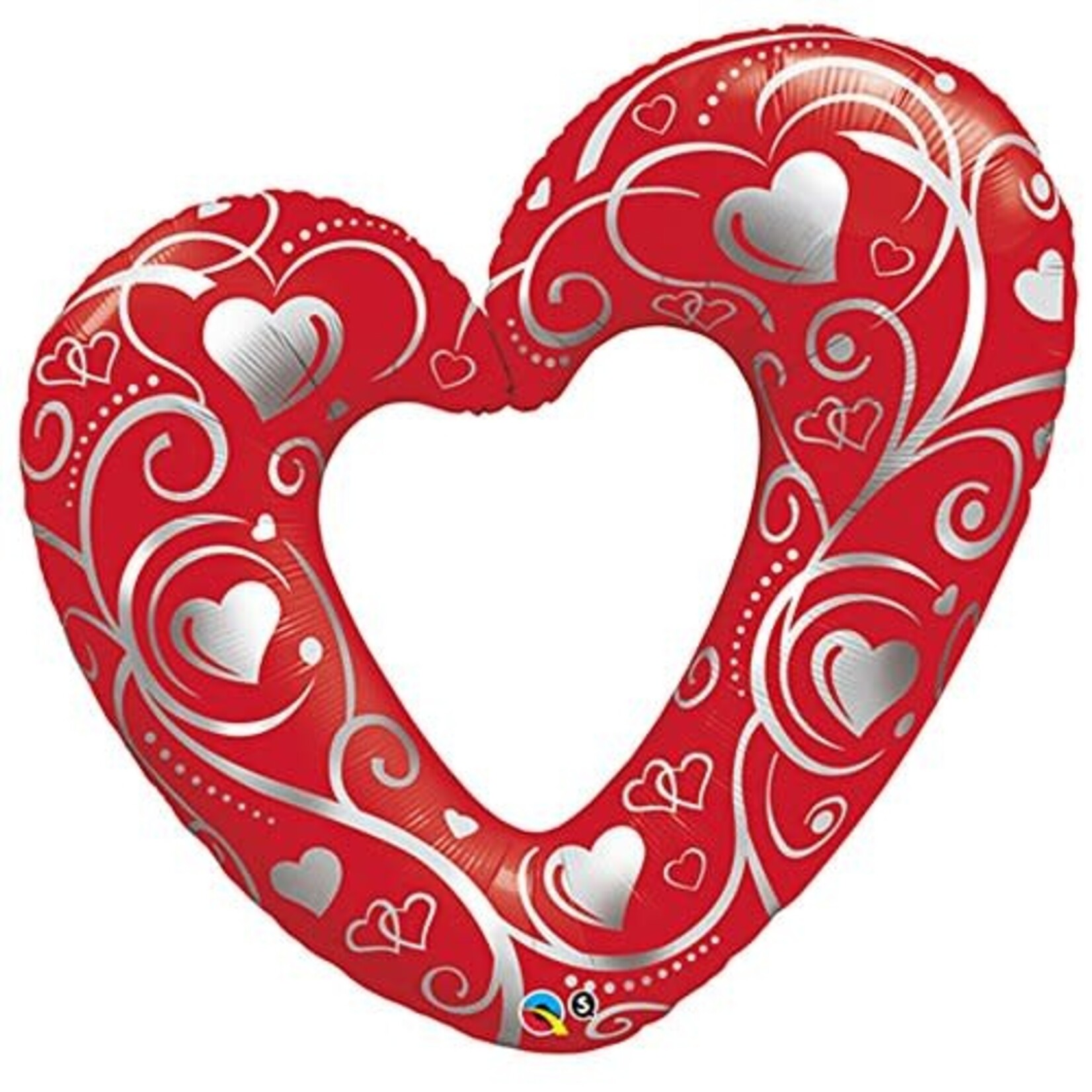 Hearts & Filligree Red Open Heart Shape 42 inch Foil Mylar Balloon [18427]
