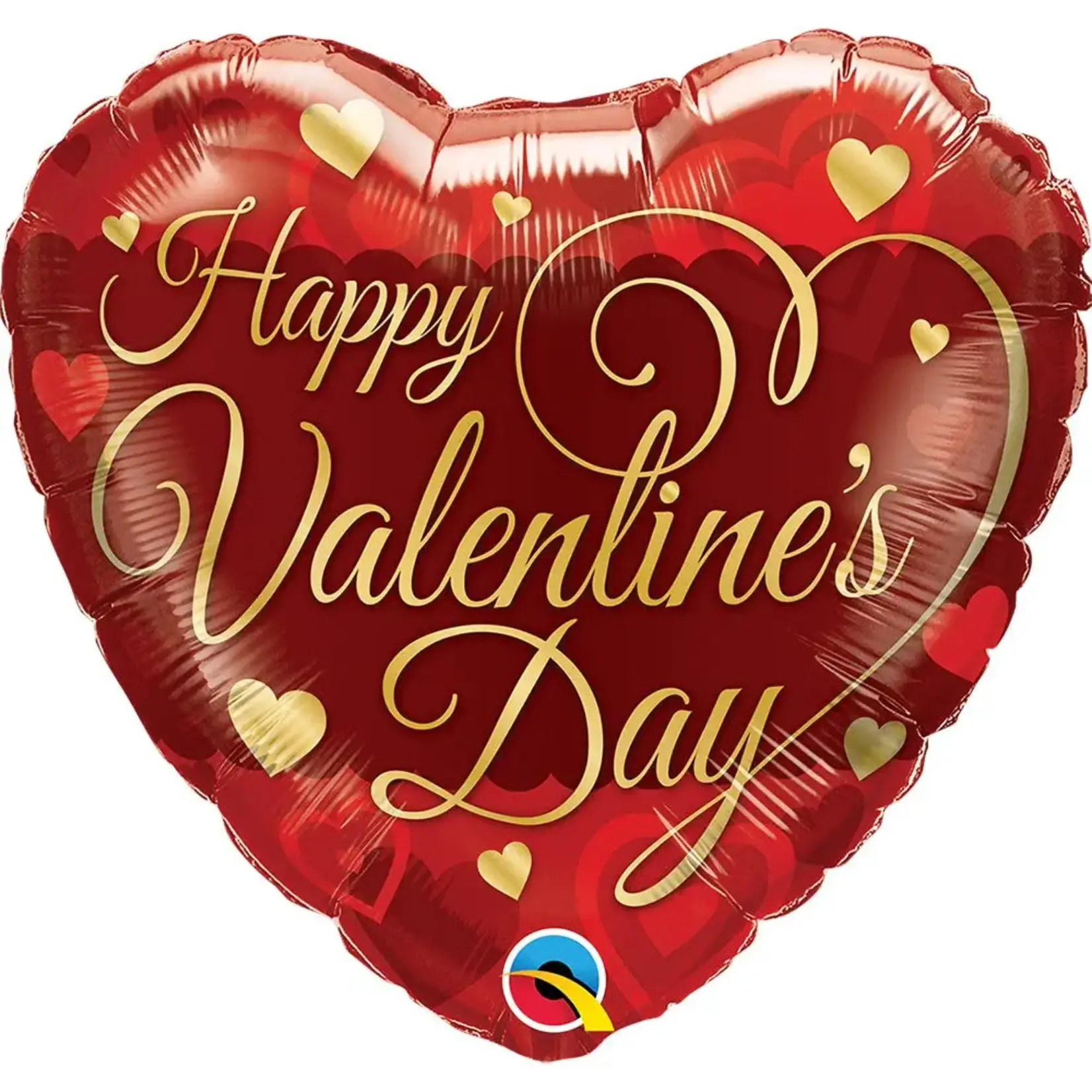 Qualatex Happy Valentine's Day  Classic Script 18 Inch Heart Shaped Foil Mylar Balloon [97156]