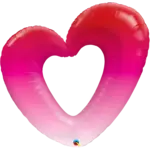 Qualatex Qualatex Ombre Red Pink Open Heart Shape 42 inch Foil Mylar Balloon [16647]